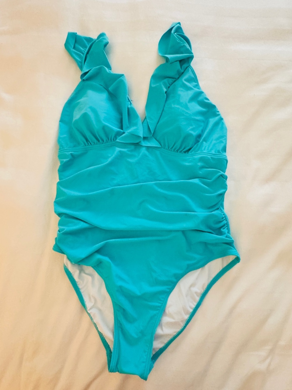 NWT Turquoise Ruffle-Trim One-Piece Swimsuit